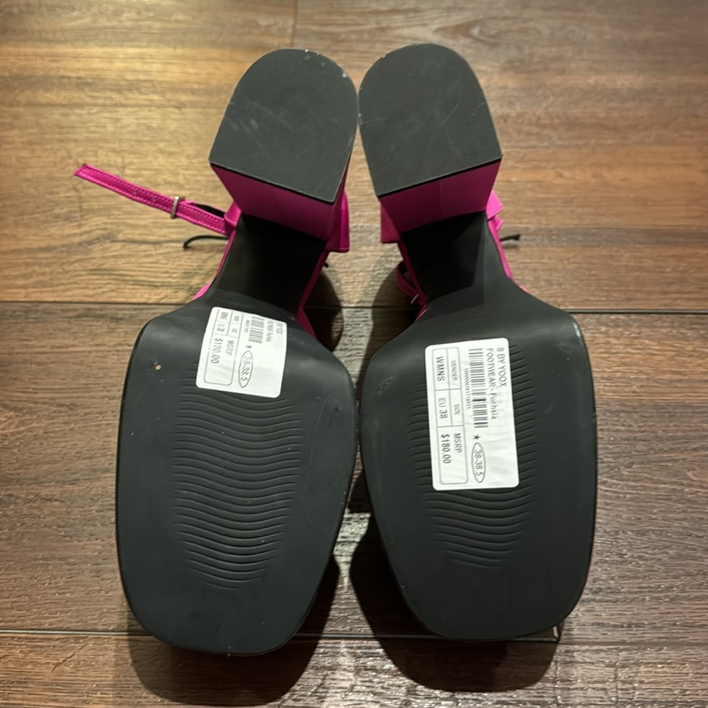 8 by Yoox NWT Pink Satin Platform Lace-up Block heel Pumps. Made in Italy. - Picture 10 of 15